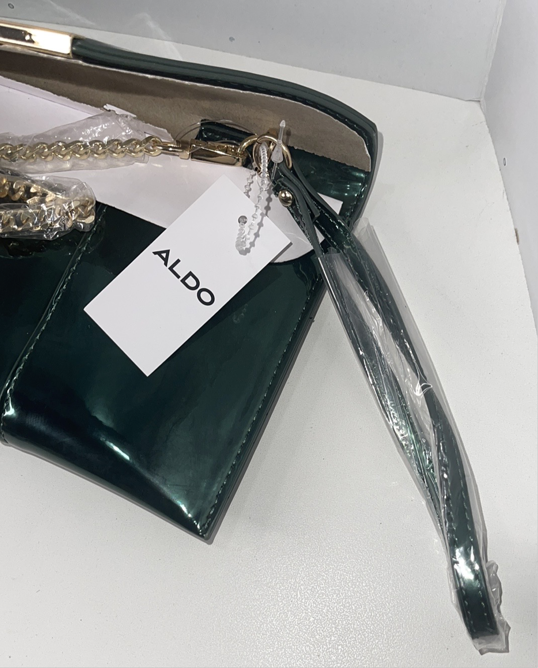 Aldo Green Metallic Clutch