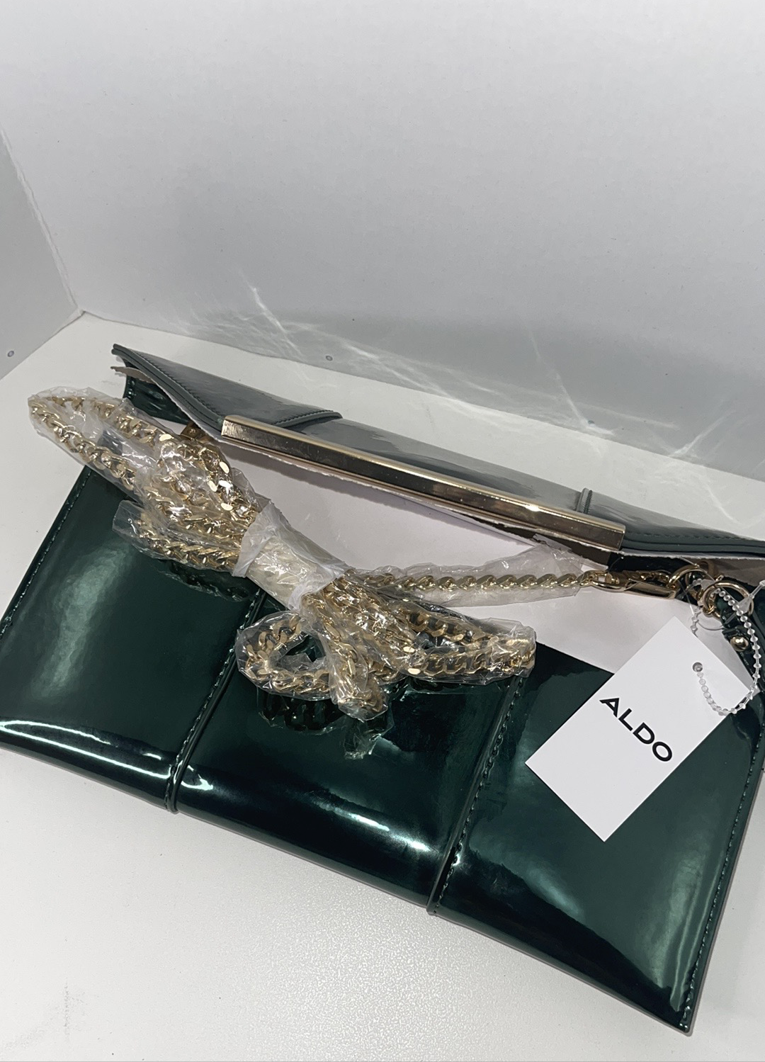 Aldo Green Metallic Clutch