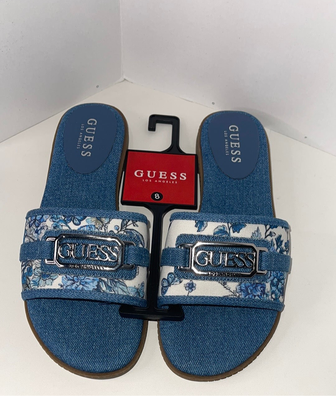 Guess Denim Floral Sandals size 8