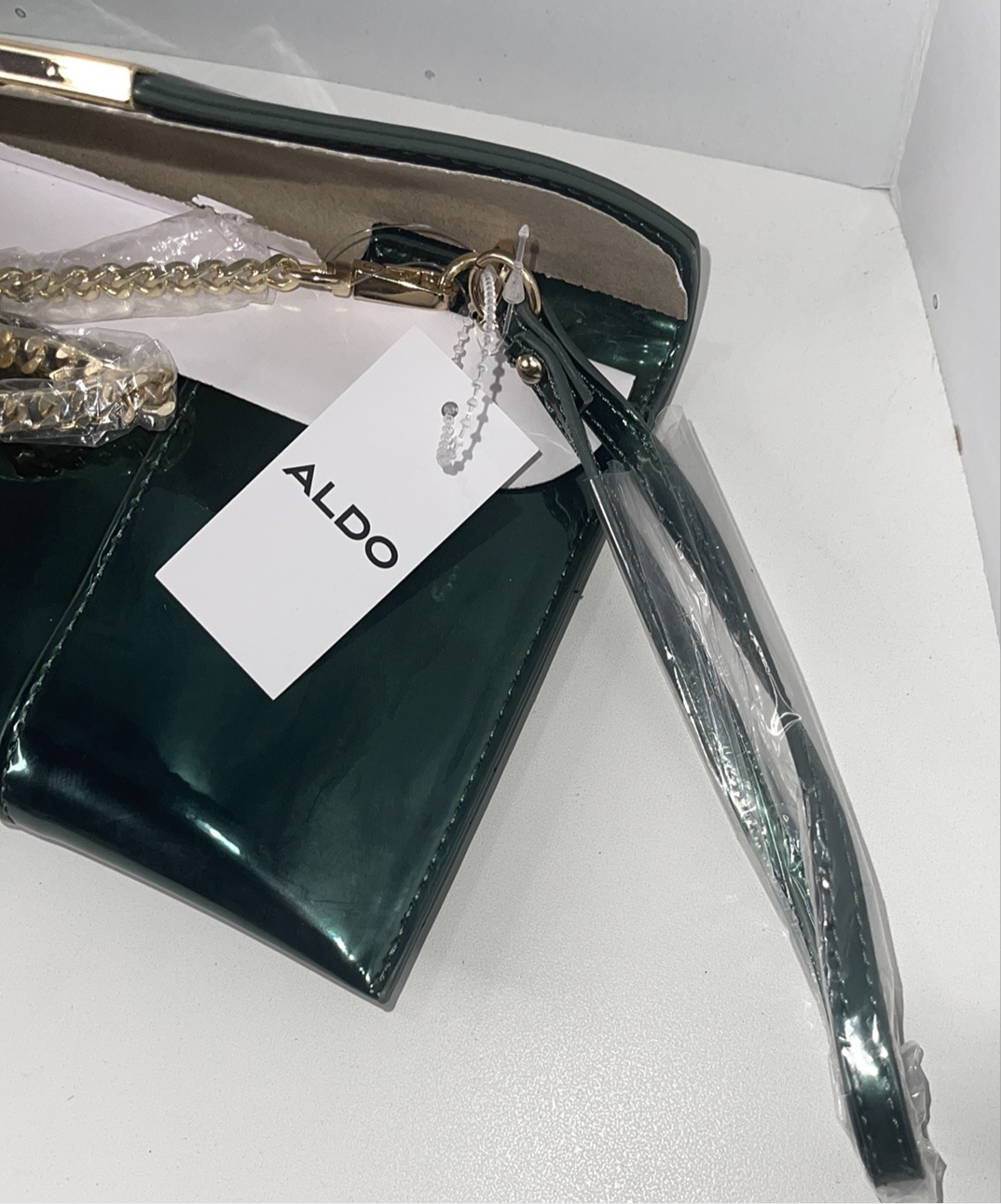 Aldo Green Metallic Clutch