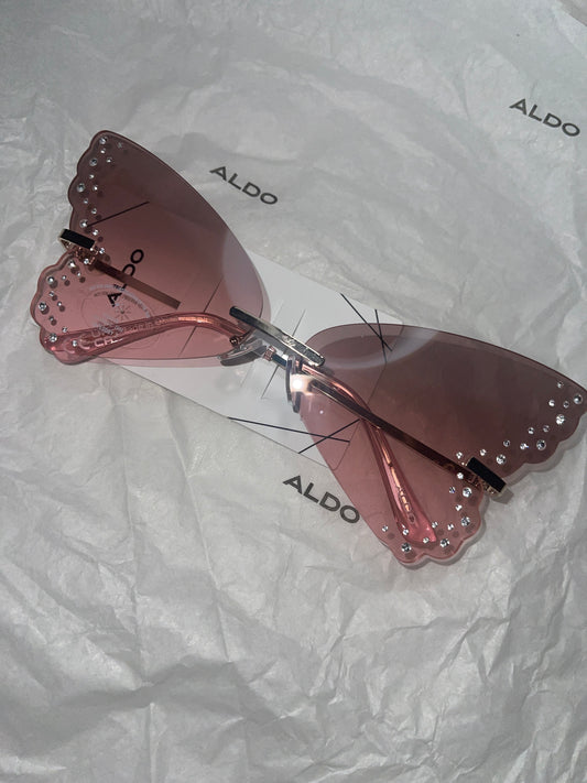 Aldo Pink Bejeweled Rimless Sunglasses