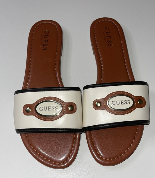 Guess Cream Logo Slippers