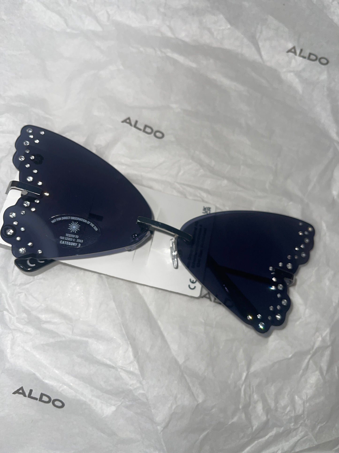Aldo Butterfly Rimless Bejeweled Sunglasses