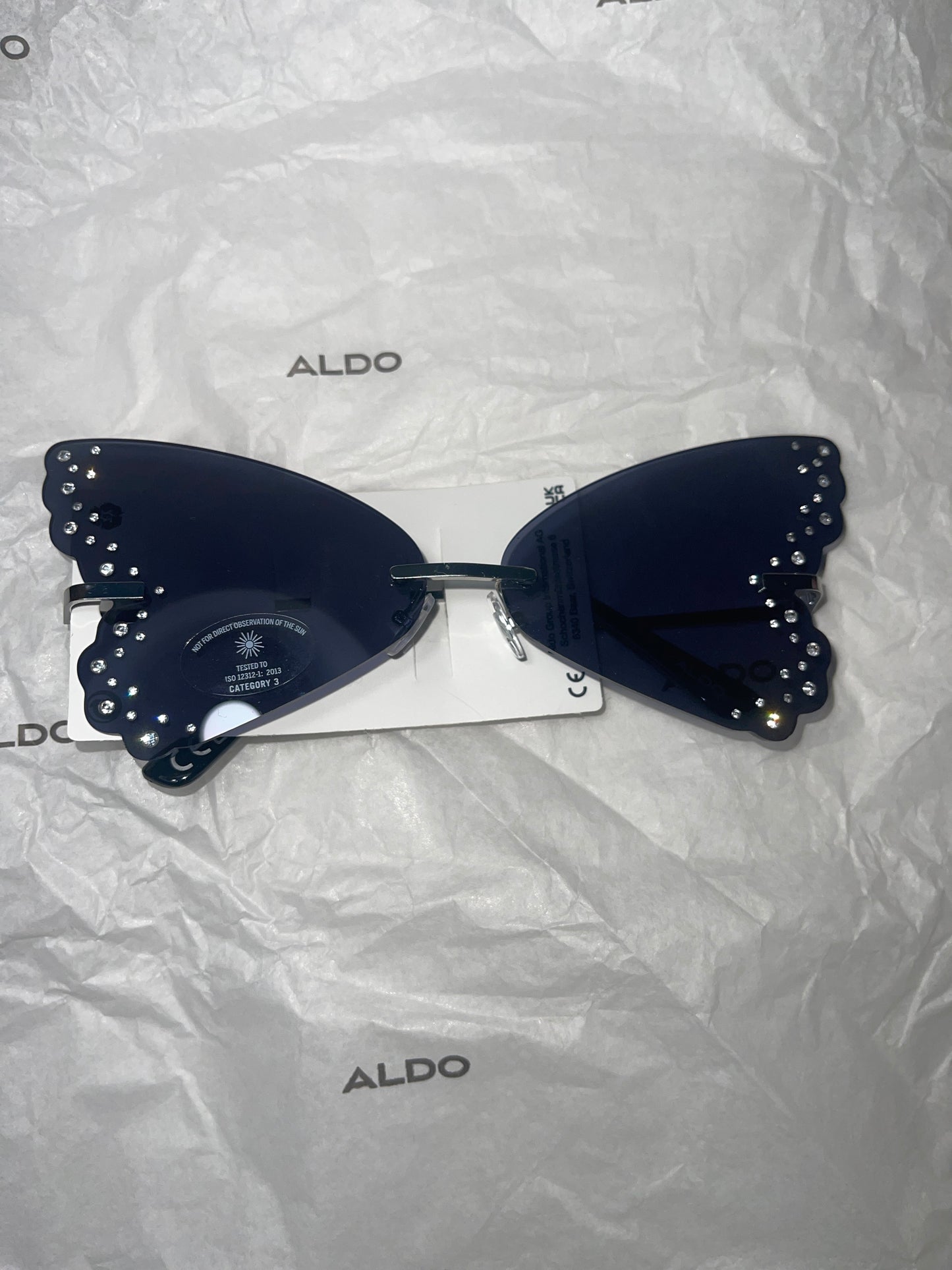 Aldo Butterfly Rimless Bejeweled Sunglasses