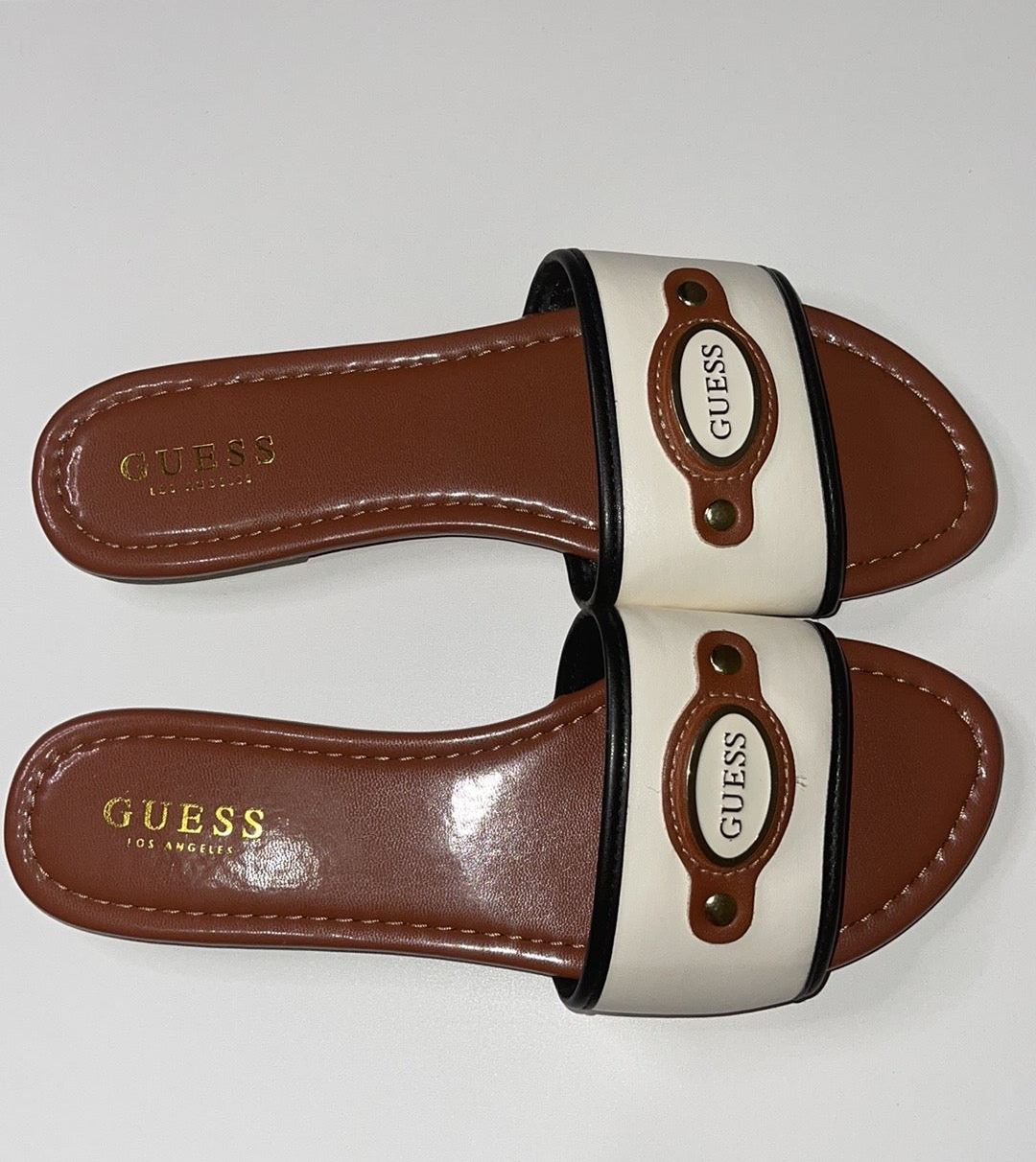 Guess Cream Logo Slippers