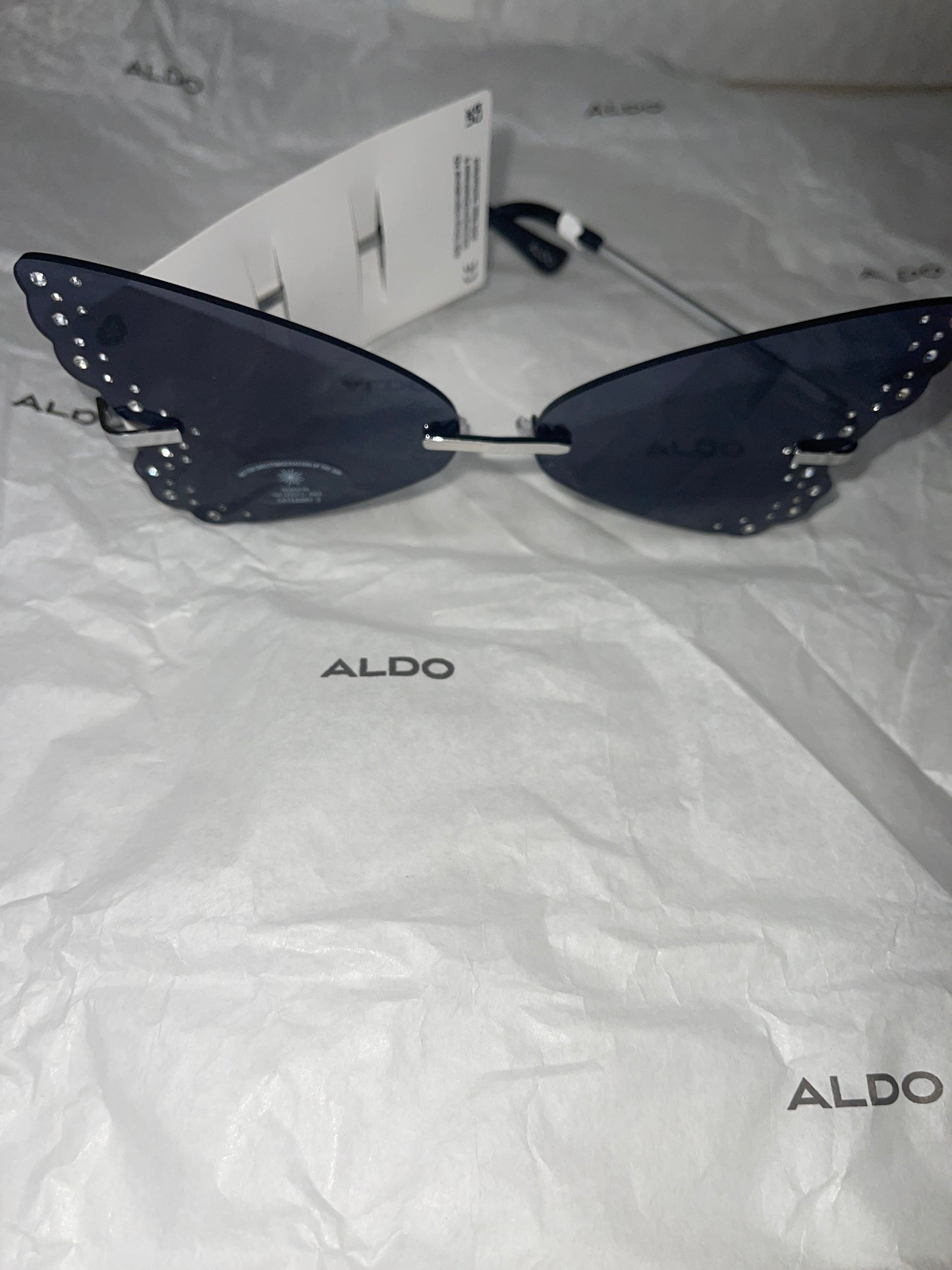 Aldo Butterfly Rimless Bejeweled Sunglasses