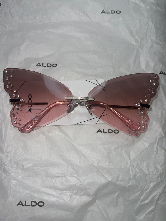 Aldo Pink Bejeweled Rimless Sunglasses