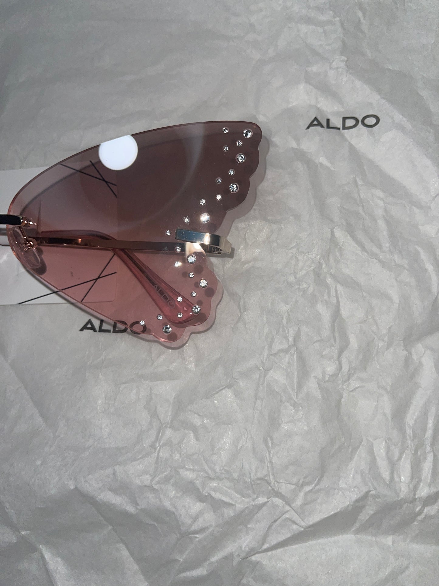 Aldo Pink Bejeweled Rimless Sunglasses