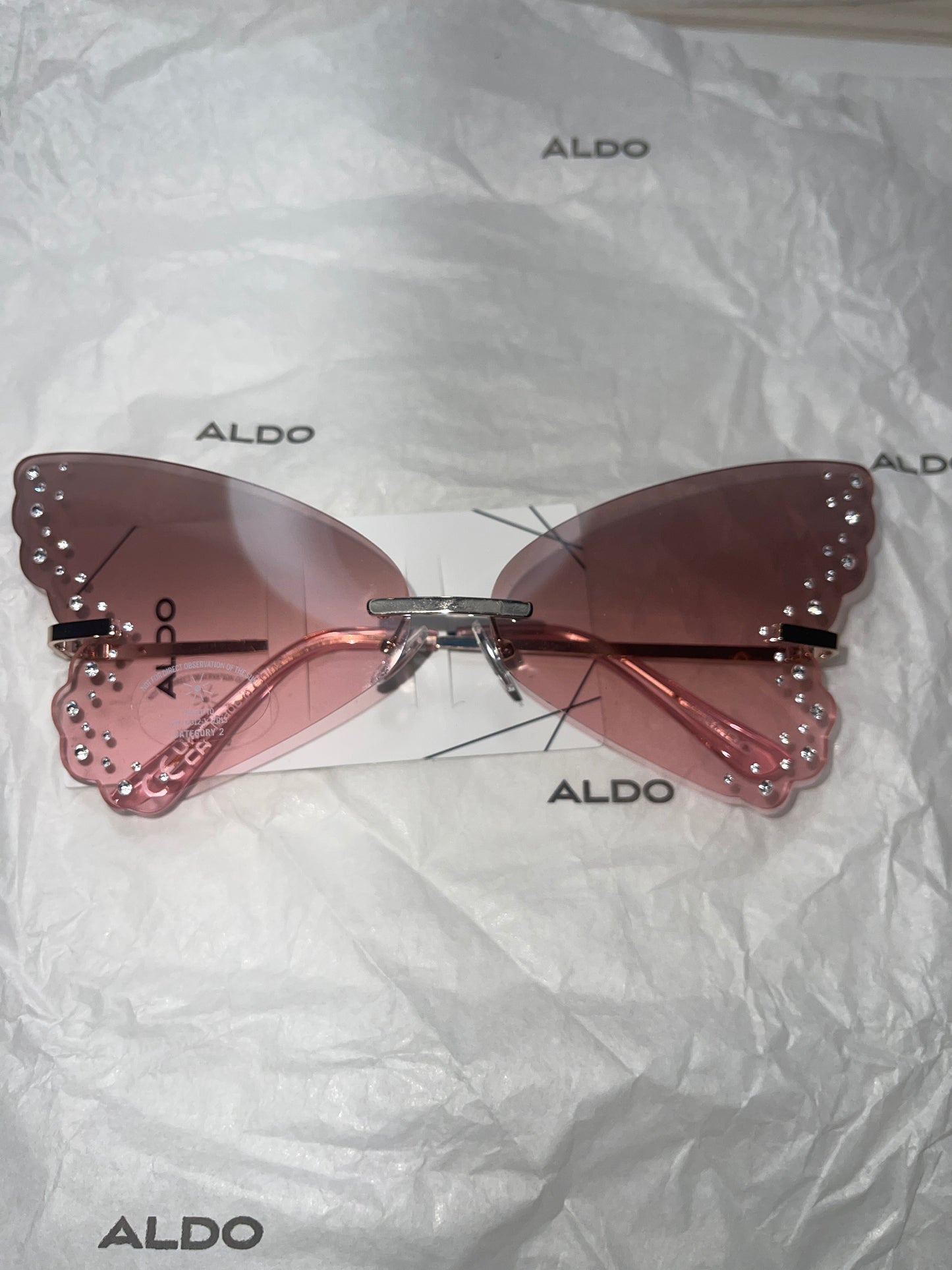 Aldo Pink Bejeweled Rimless Sunglasses