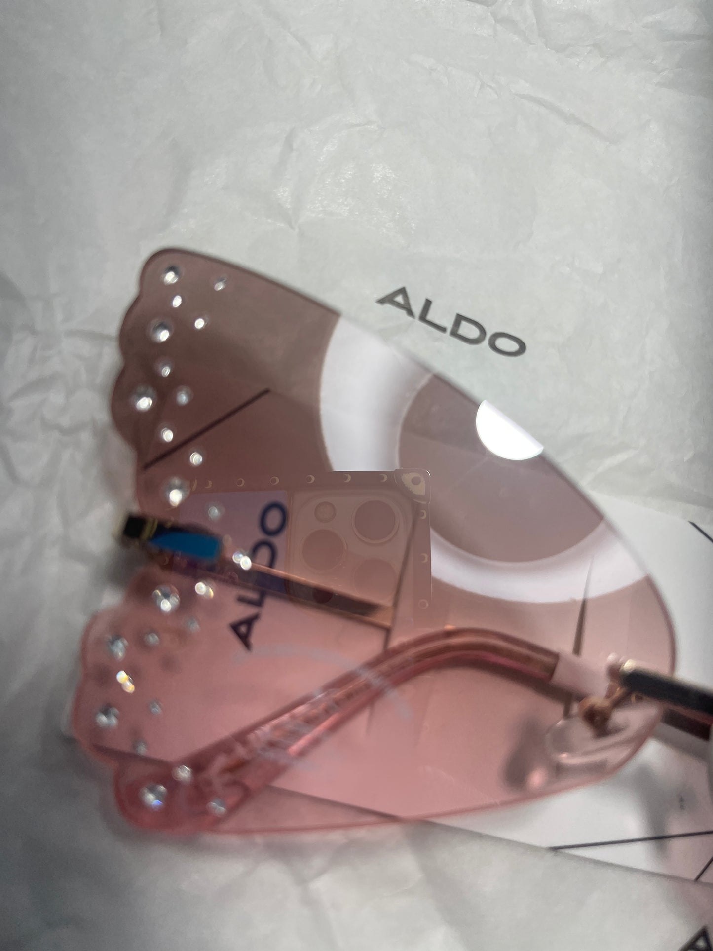 Aldo Pink Bejeweled Rimless Sunglasses